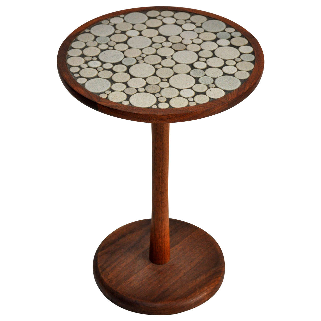 Ceramic Tile-Top Round Side Table by Gordon Martz