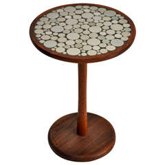 Ceramic Tile-Top Round Side Table by Gordon Martz