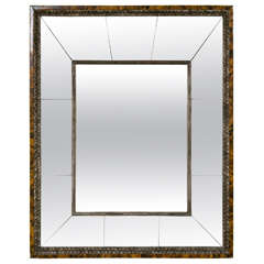 Ralph Lauren Style Faux Tortoise Shell Panel Framed Antiqued Mirror