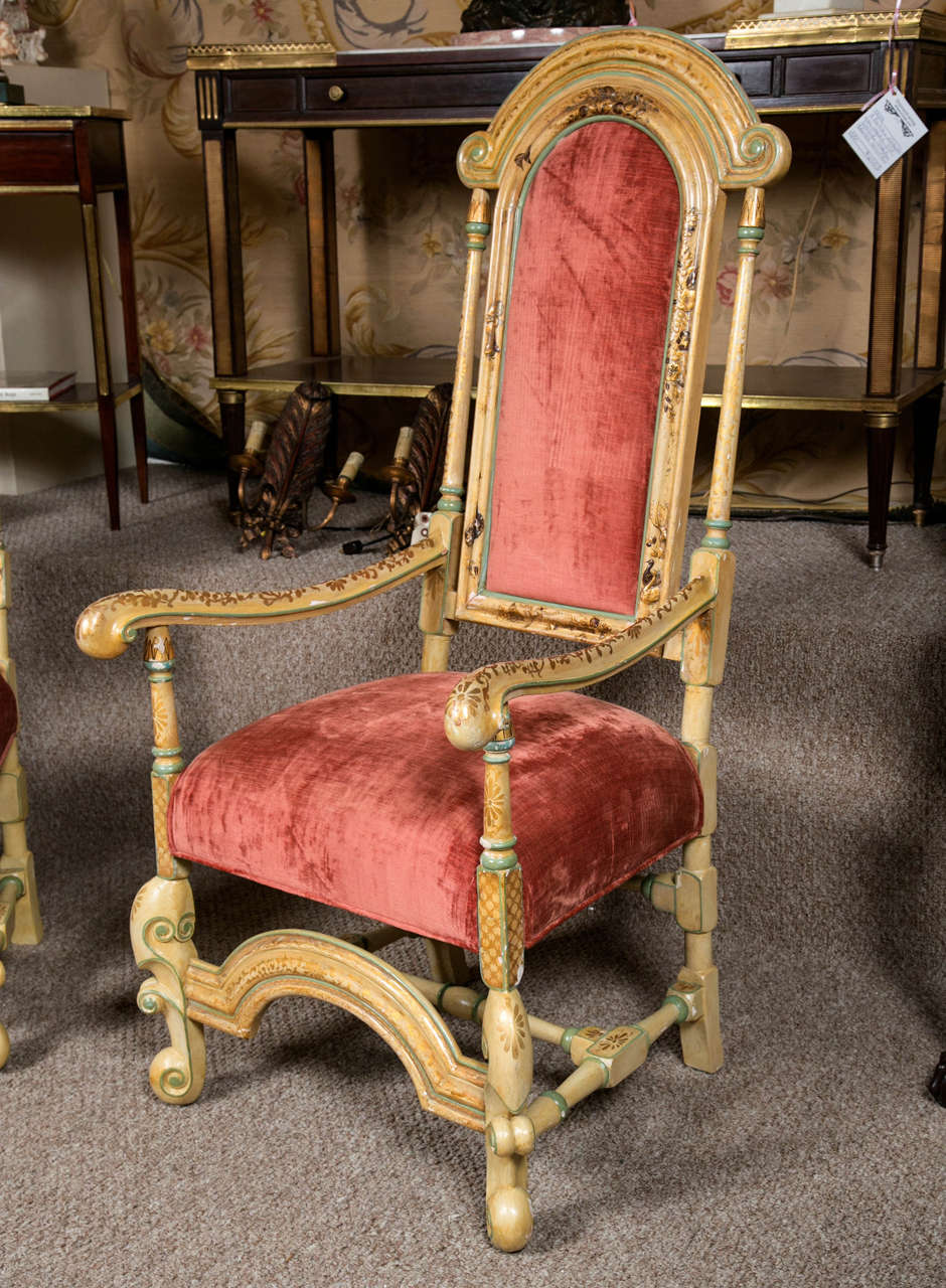 American Set Ten Highly Decorative Custom French Chinoiserie Dining Chairs Louis XV Style