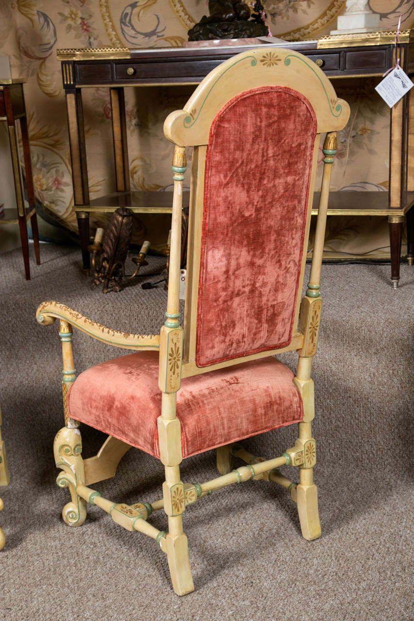 Set Ten Highly Decorative Custom French Chinoiserie Dining Chairs Louis XV Style 2
