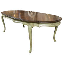 French Sage Painted Louis XV Style Farm Dining Table