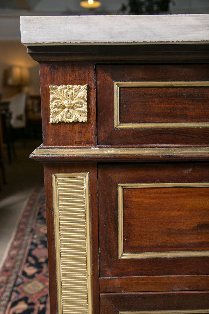 19th Century Russian Neoclassical Early 19th C Bronze-Mounted Marble-Top Commode Four Drawers