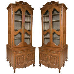 Pair of Country French Bookcase or Cupboard Commodes Attributed to Don Rousseau