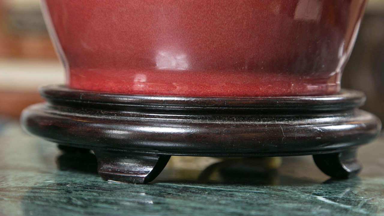 Chinese Export Pair of Cinnabar Red Ginger Jars Mounted as Table Lamps