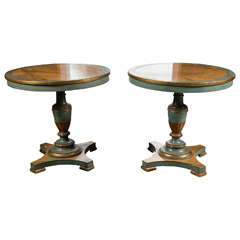 Pair of Italian Pedestal Painted End Tables