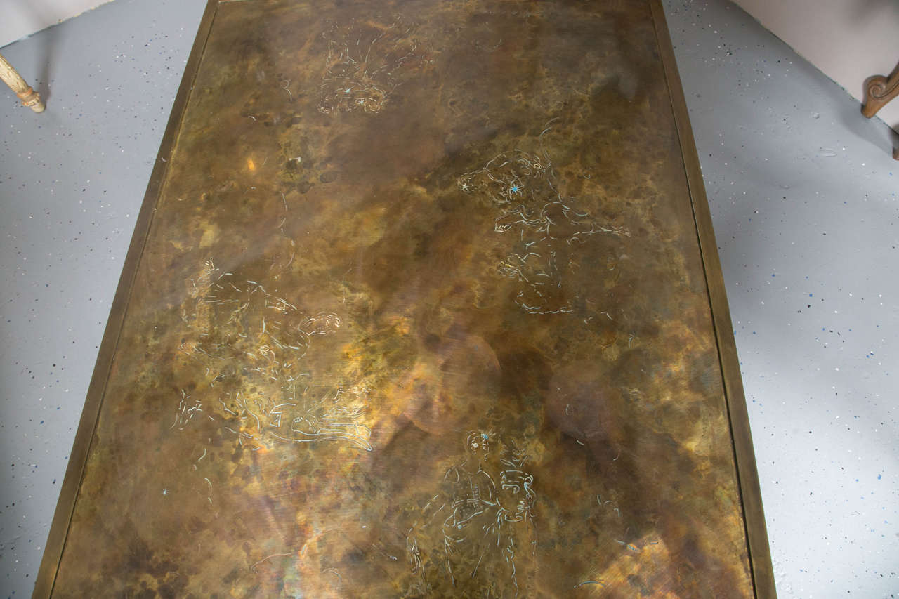 American Philip & Kelvin Laverne Acid Etched Bronze Zodiac Coffee Table