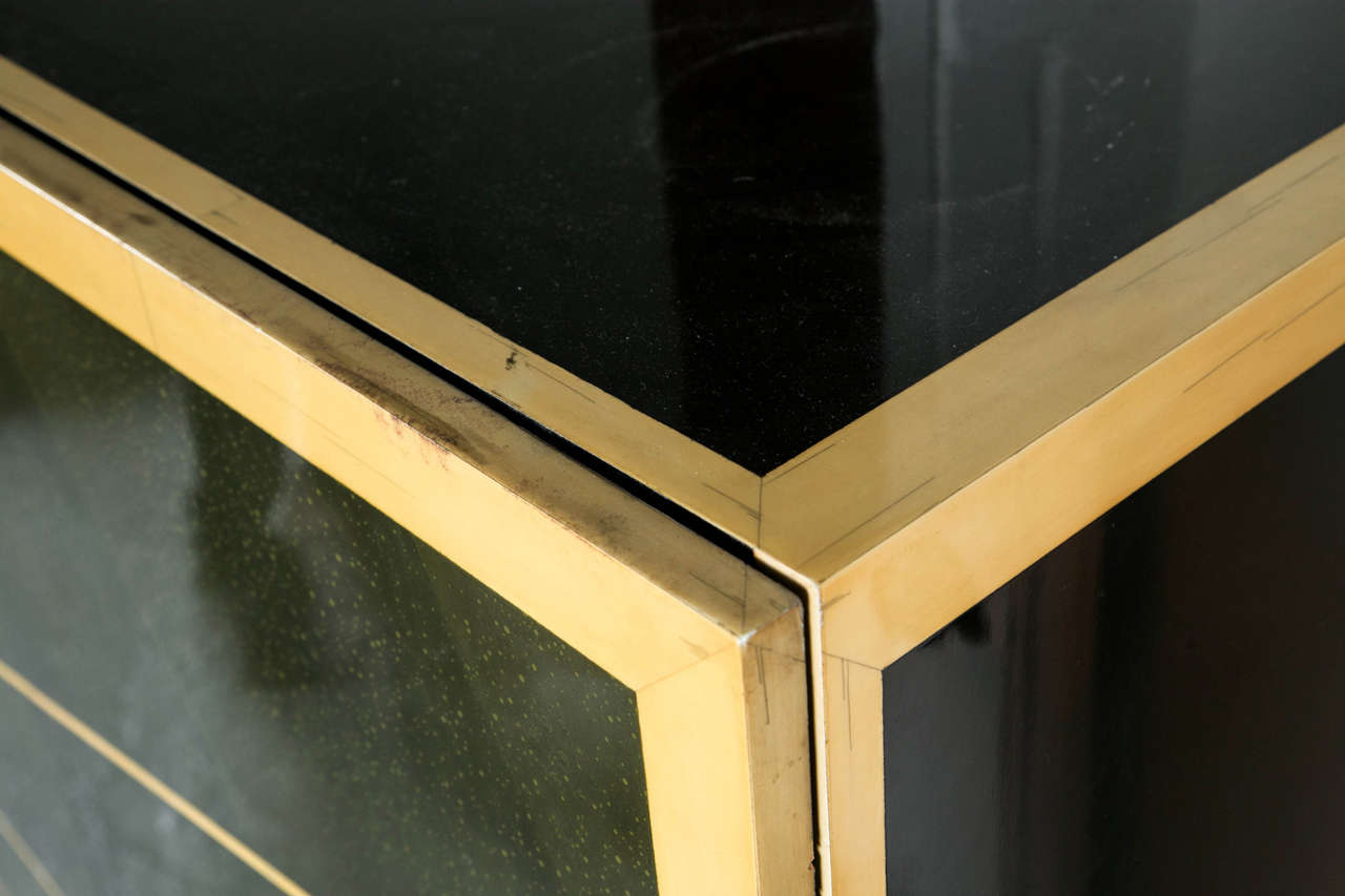 Mid-Century Style, Cabinet, Gold, Black, Lacquered Wood, Metal, USA, 1950s For Sale 4