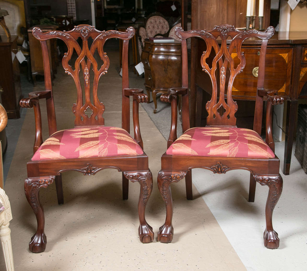Set of Six Chippendale Style Mahogany Ball and Claw Dining Chairs at 1stDibs