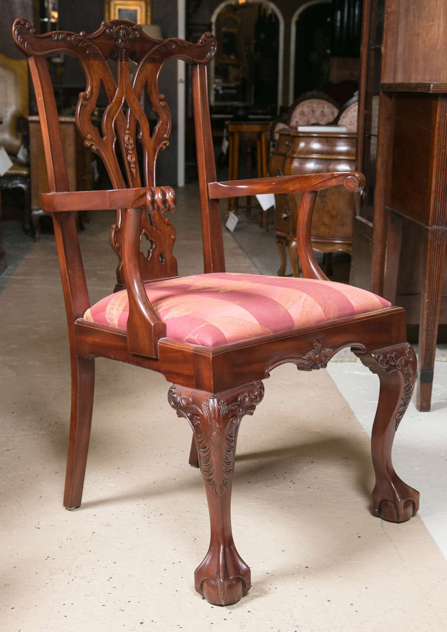 Set of Six Chippendale Style Mahogany Ball and Claw Dining Chairs at