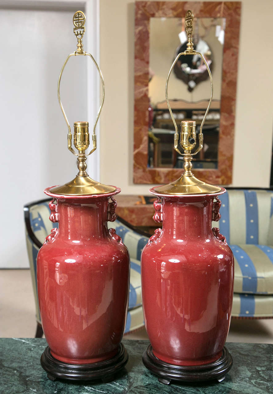 Pair of Cinnabar Red Ginger Jars Mounted as Table Lamps at ...