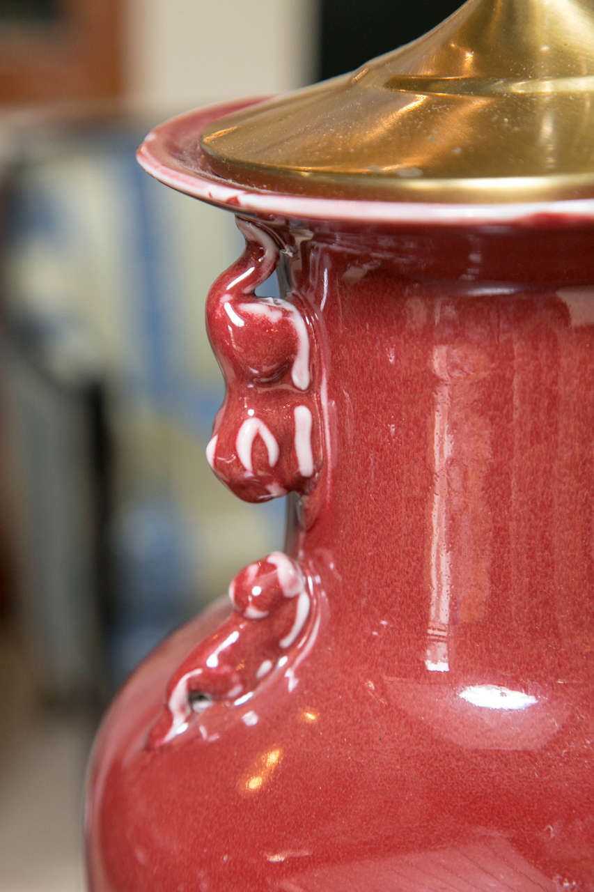 Pair of Cinnabar Red Ginger Jars Mounted as Table Lamps at 1stDibs