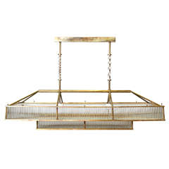 Italian Brass and Glass Chandelier by Venini, 1940s