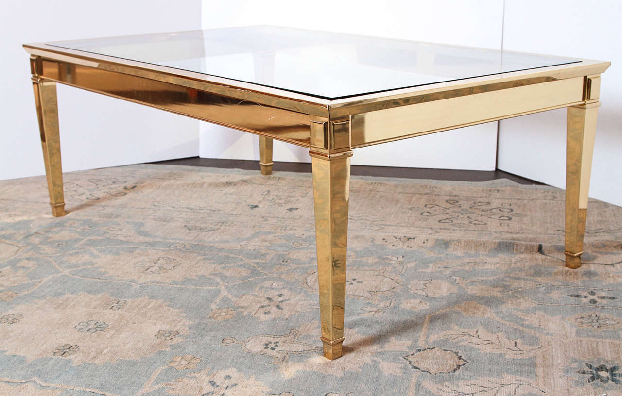 Italian Louis XVI Style Brass Coffee Table, 1970s