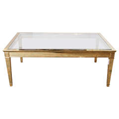 Italian Louis XVI Style Brass Coffee Table, 1970s