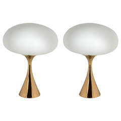 Pair of Stylish Brass Laurel Lamps