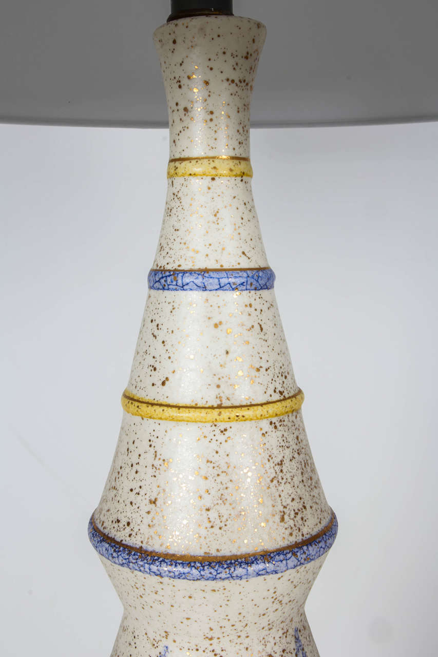 20th Century Pair of Modernist Ceramic Italian Lamps
