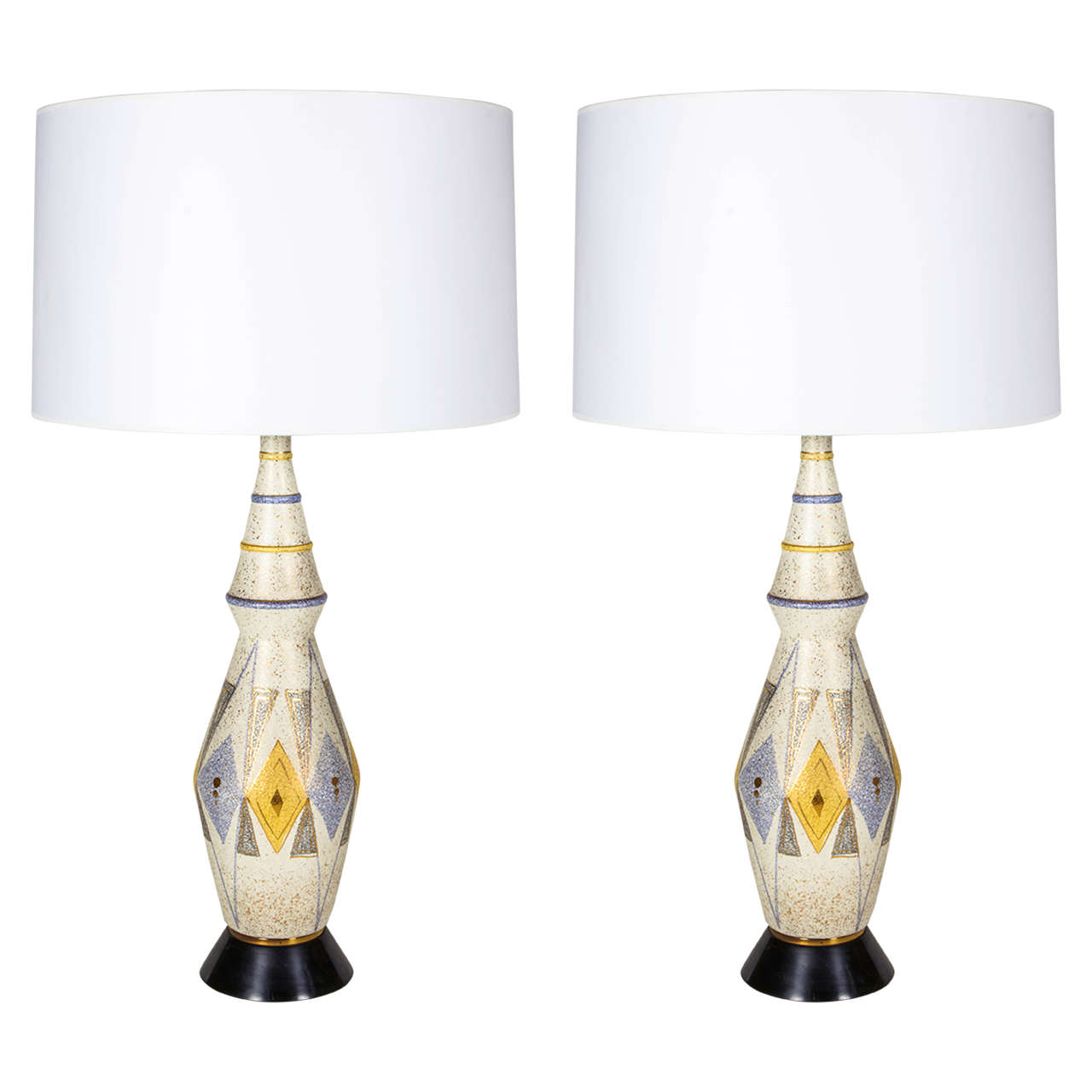 Pair of Modernist Ceramic Italian Lamps