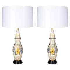 Pair of Modernist Ceramic Italian Lamps