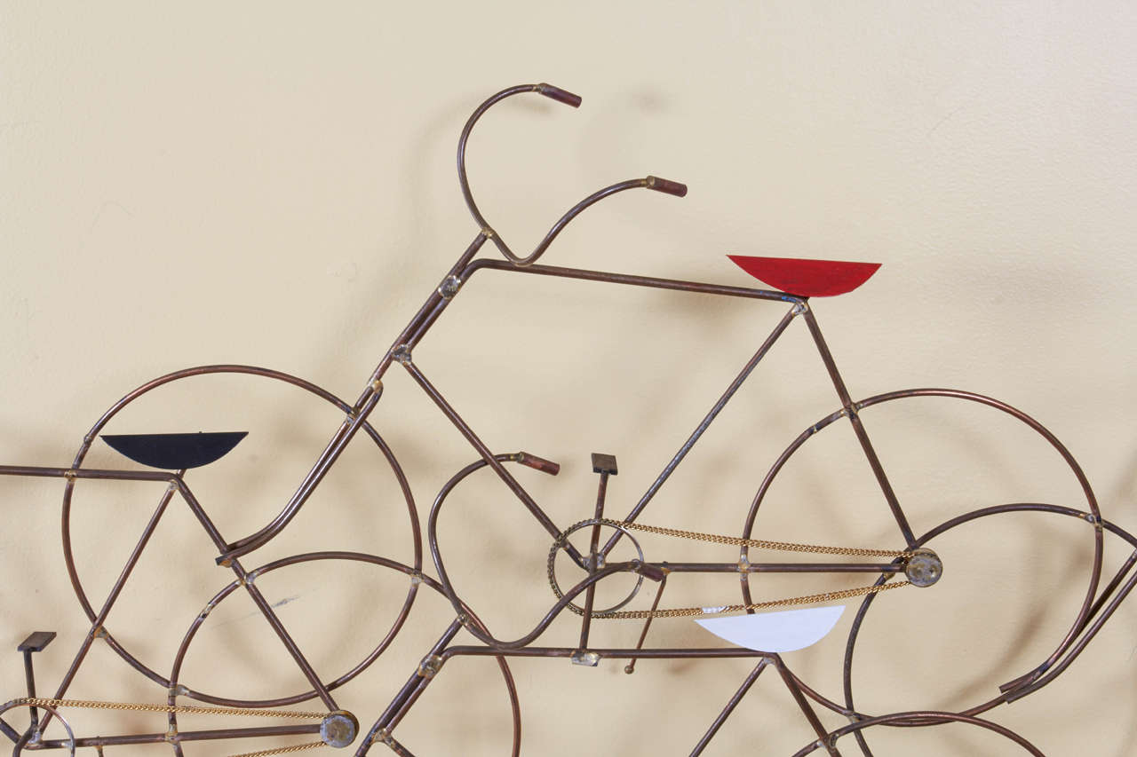 Mid-Century Modern Curtis Jere Bicycles Wall Sculpture