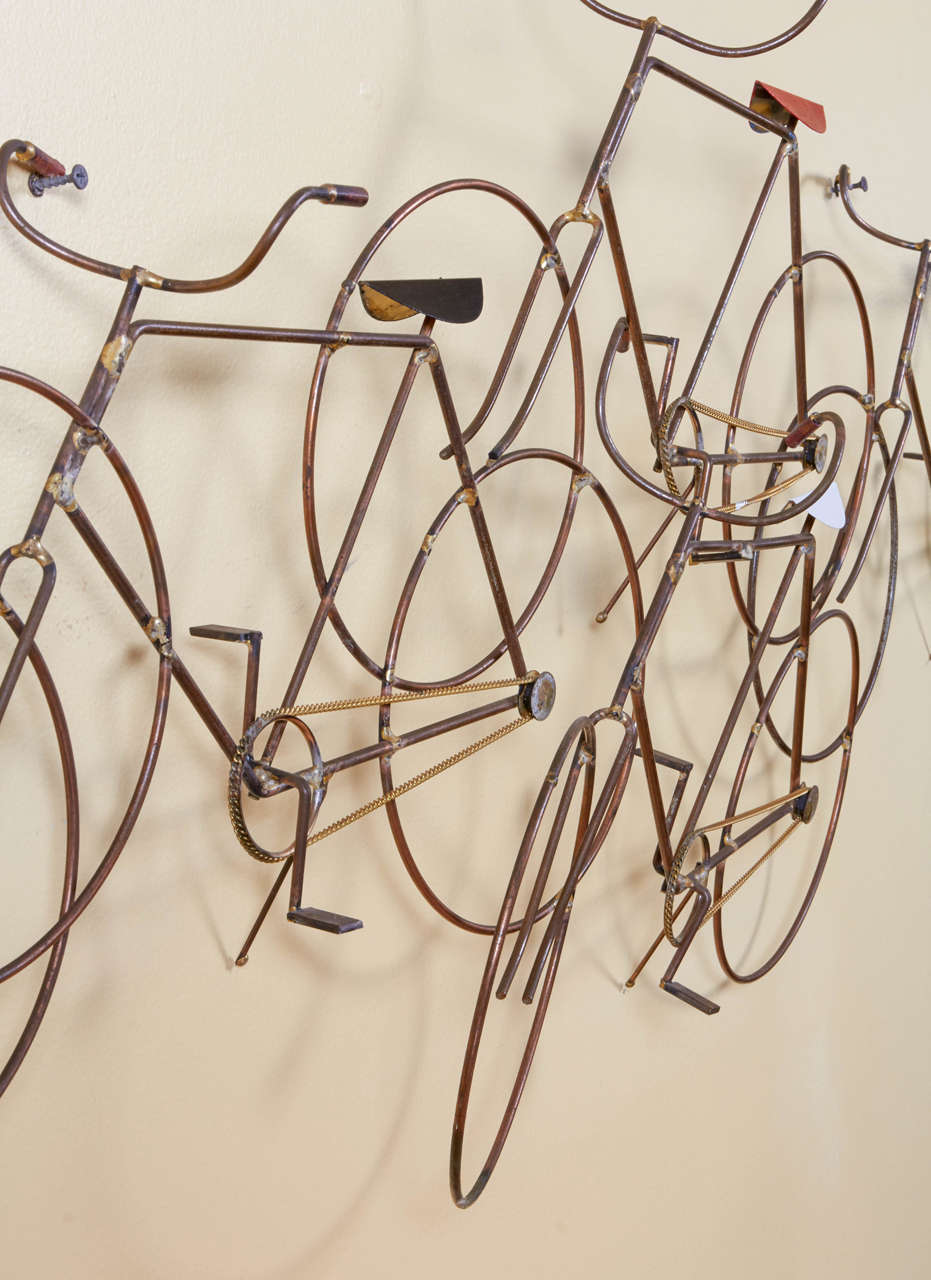 20th Century Curtis Jere Bicycles Wall Sculpture
