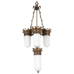 Neo-Gothic Bronze Pendant with Opaque Shades