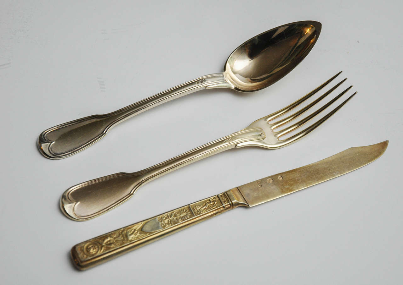 Empire Part Service in Silver Gilt from Borghese Palace, circa 1804 In Excellent Condition In Lake Forest, IL