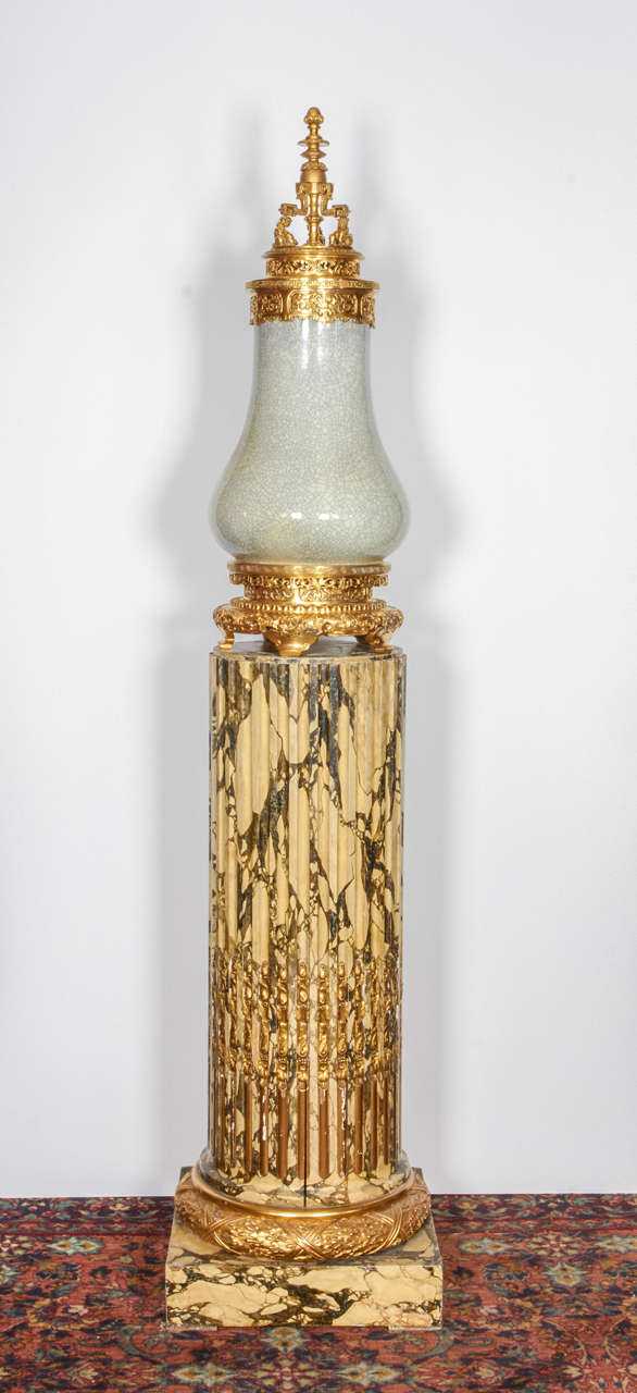 18th Century Bronze-Mounted Porcelain Lamp