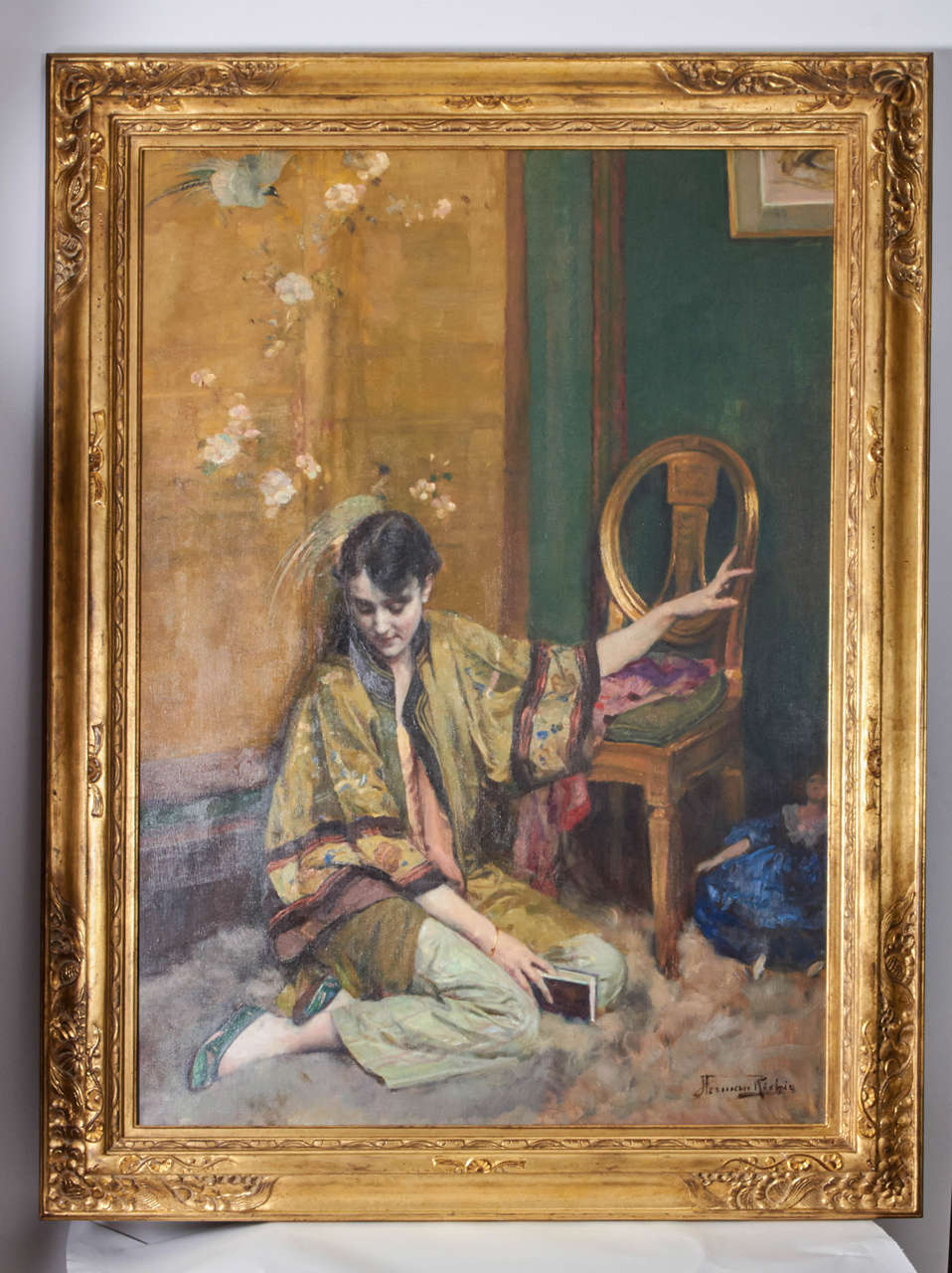 Japonisme Oil on Canvas by Herman Jean Joseph Richir