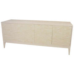 Beautiful Oak Wood 4-Door Buffet with Stained Glass Mosiac Doors