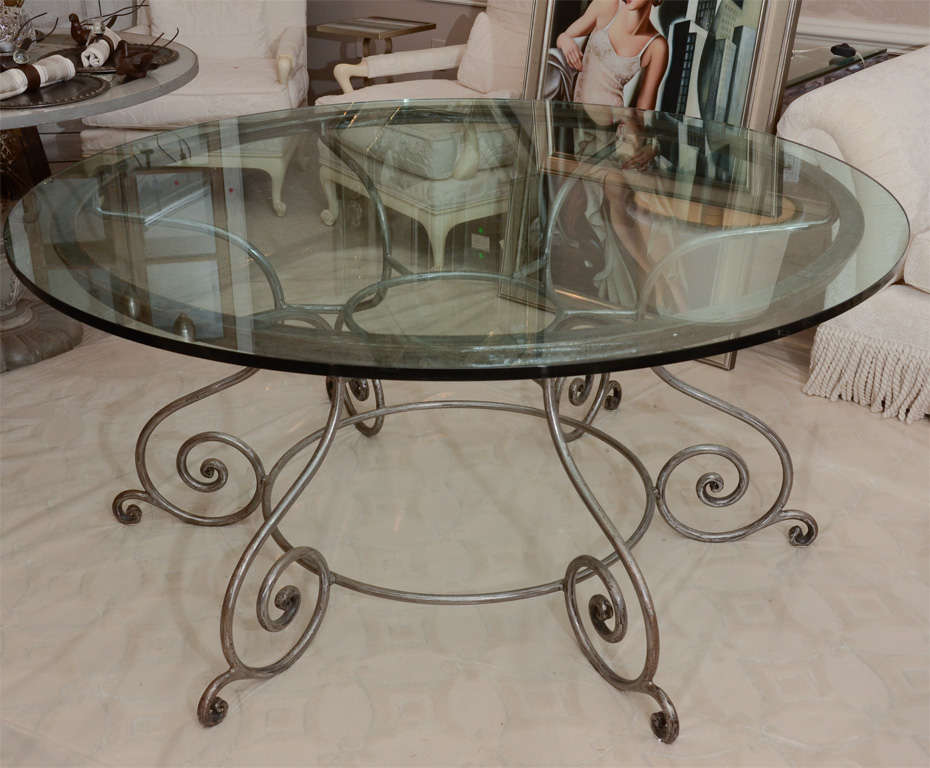 Round Gl Top Dining Table With Attractive Wrought Iron Base Round Gl Top Dining Table With Attractive Wrought Iron Base