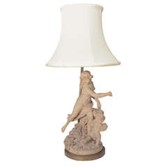 19th Century French Terracotta Figural Group Mounted as a Lamp