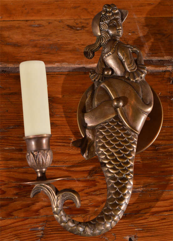 Pair, French Mermaid Sconces 4