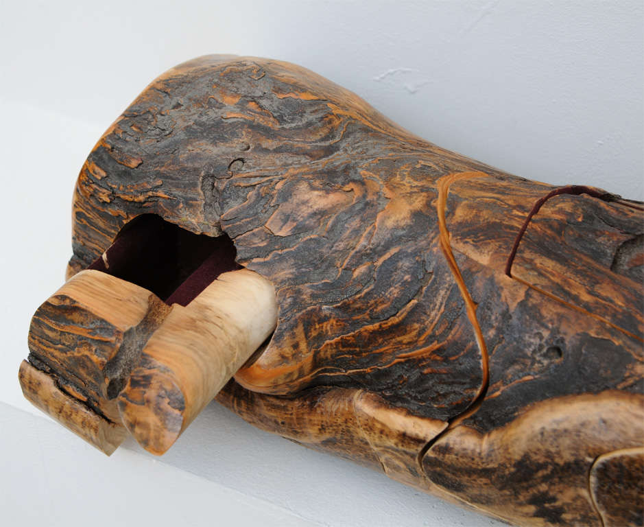 Folk Art American Artisan Burl Wood Log 