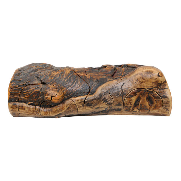 American Artisan Burl Wood Log "Puzzle Box" at 1stdibs