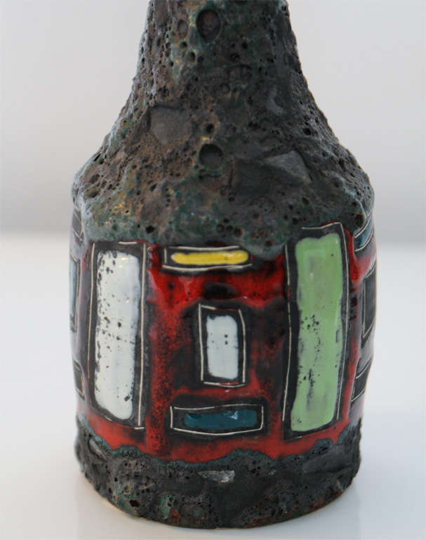 Chunky Lava Ceramic Vase of the Style of Stijl 1