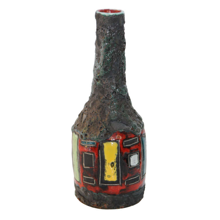 Chunky Lava Ceramic Vase of the Style of Stijl