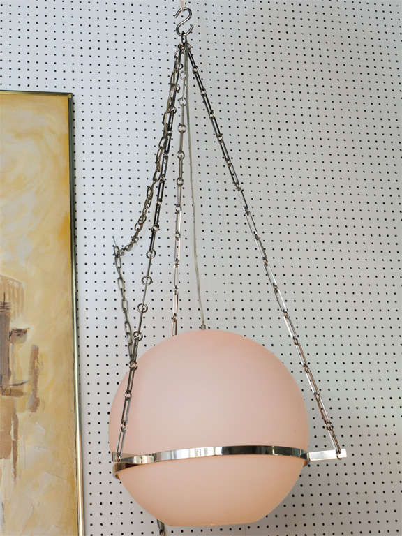 1970's Frosted Glass Orb Hanging Lamp