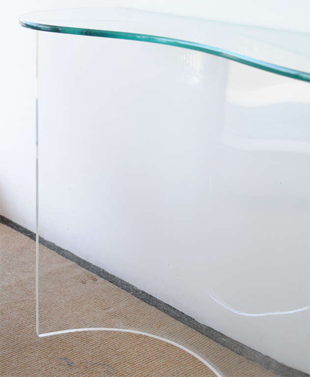 American Wavy Lucite Console Table