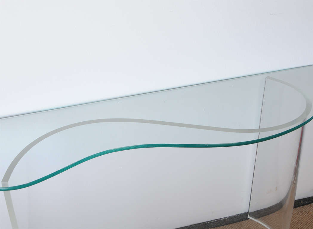 Contemporary Wavy Lucite Console Table