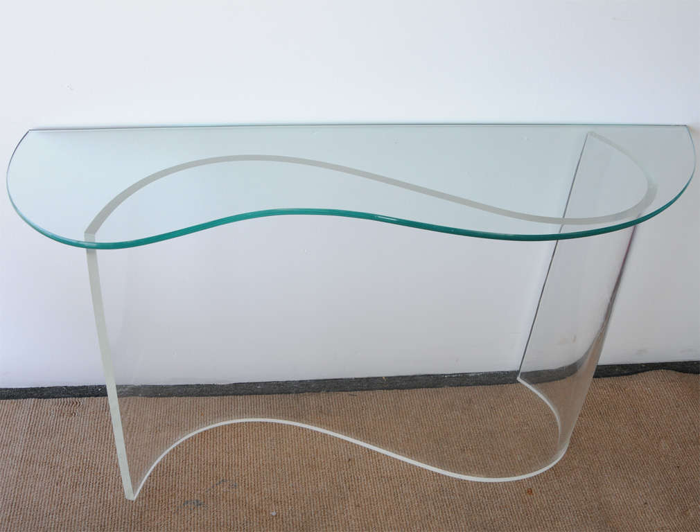 Acrylic Wavy Lucite Console Table