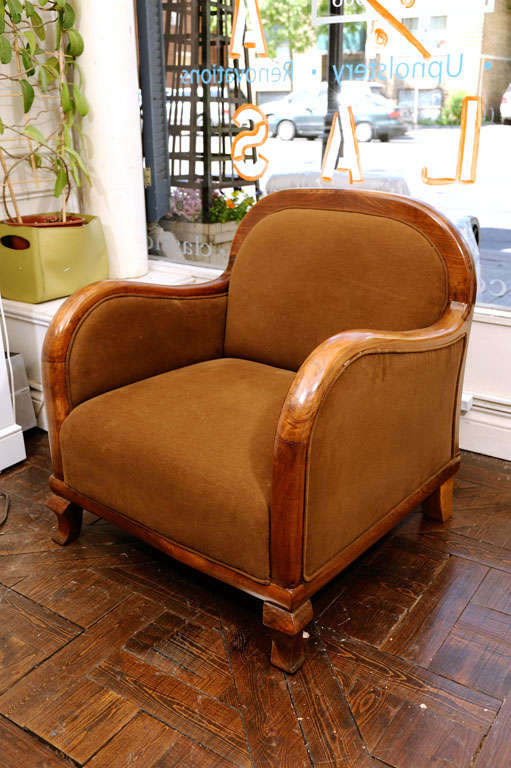 Pair of Walnut Art Deco period Arm Chairs