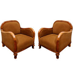 Pair of Walnut Art Deco period Arm Chairs