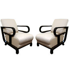 Pair of Walnut Art Deco Arm Chairs