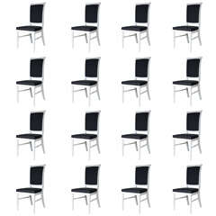 Set 16 French Art Deco White Lacquer Dining Chairs