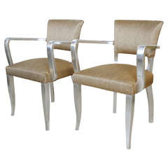 Pair of French Art Deco Silver Gilt Bridge Chairs