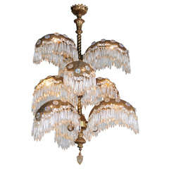 Vintage Italian Art Deco 9 Light Palm Tree Chandelier, 1940's