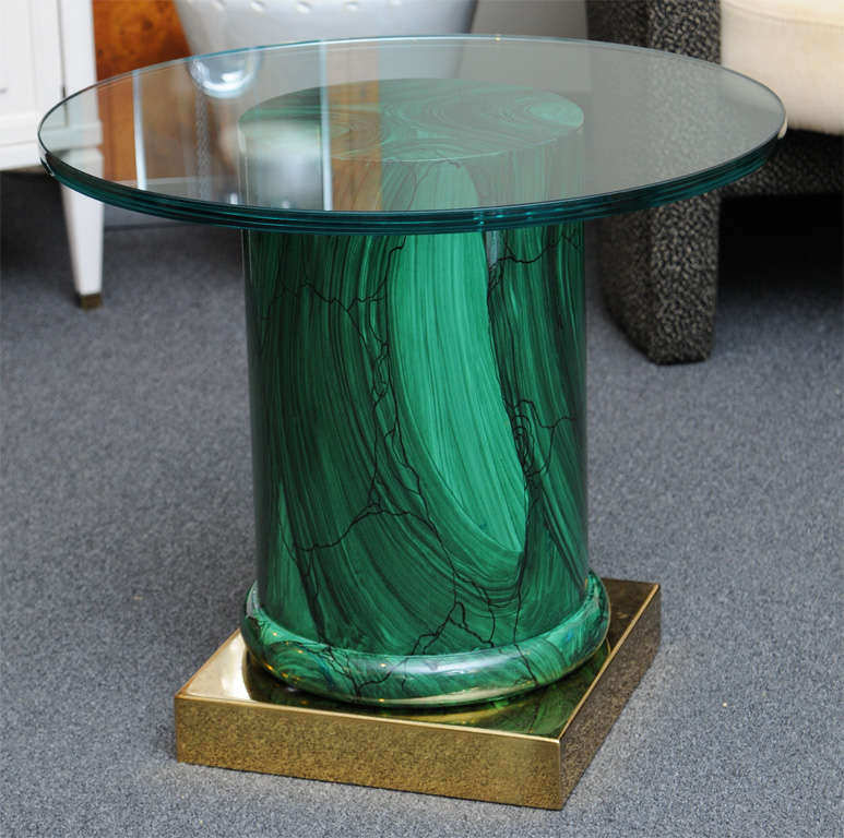 Mid-Century Modern Sleek Modern Classic Malachite Column Side Table