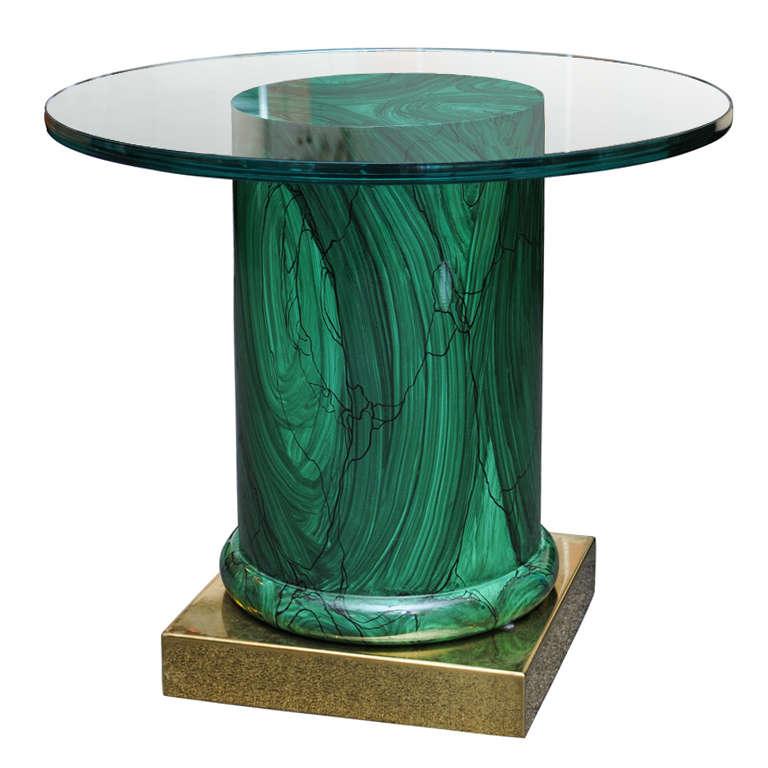 Sleek Modern Classic Malachite Column Side Table