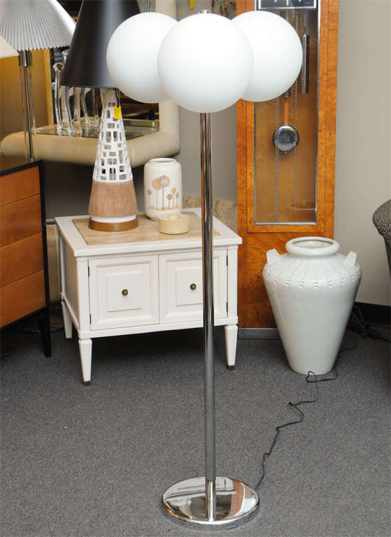 Sleek Sonneman Satin Glass Orbs Chrome Floor Lamp